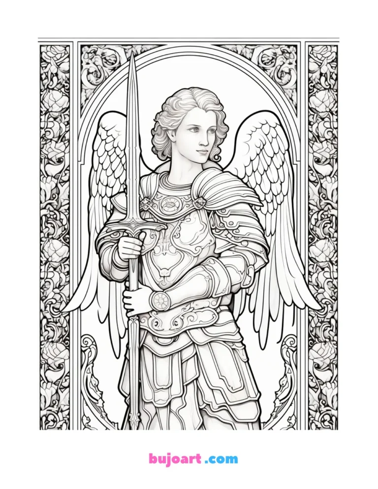 free archangel michael coloring page for adults instant download