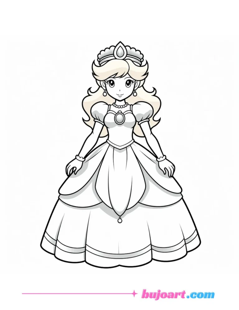 free princess peach coloring page for adults and kids instant download