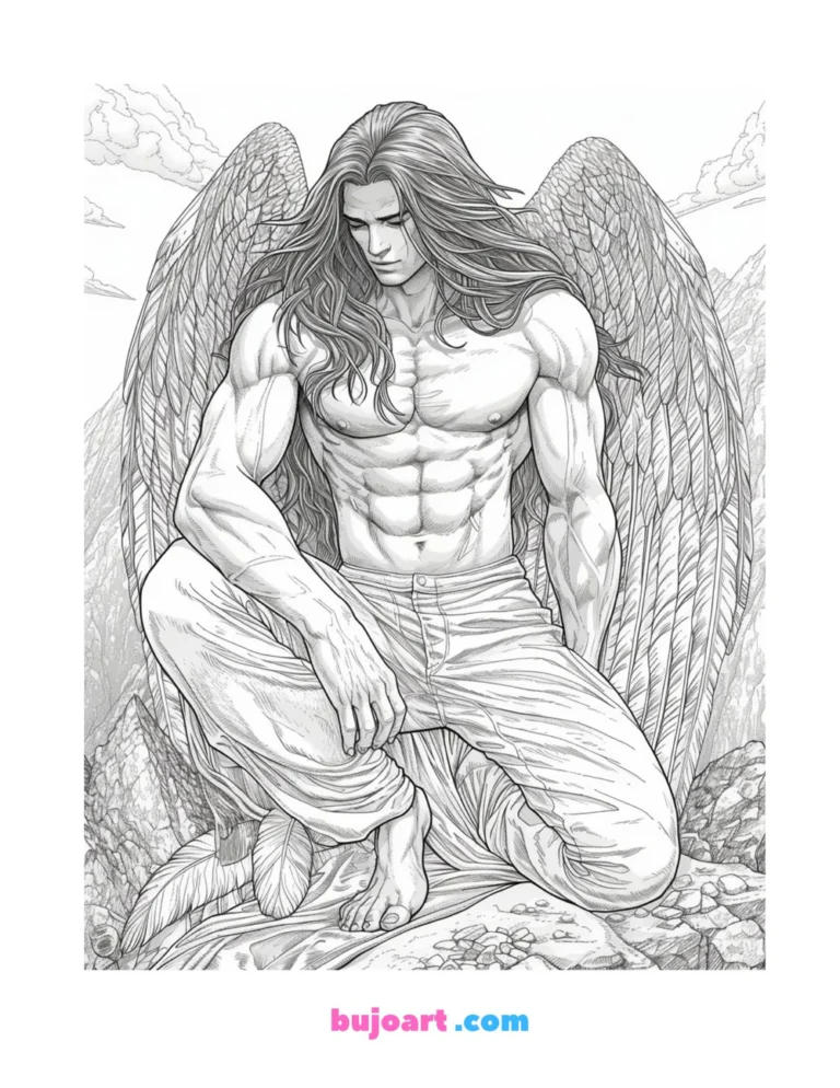 free guardian angel coloring pages for adults and kids instant download