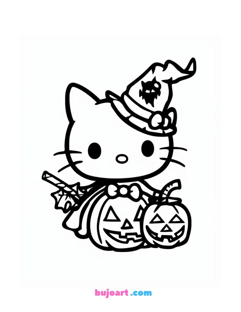free halloween hello kitty coloring pages