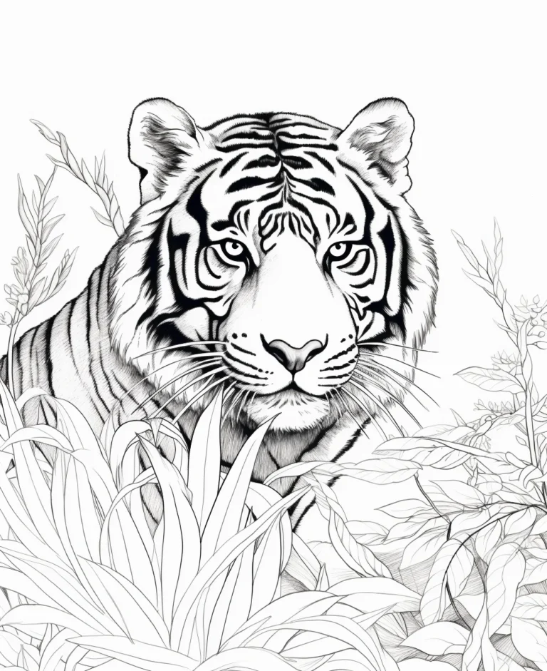 Free Coloring Pages of Tiger for Adults and Kids