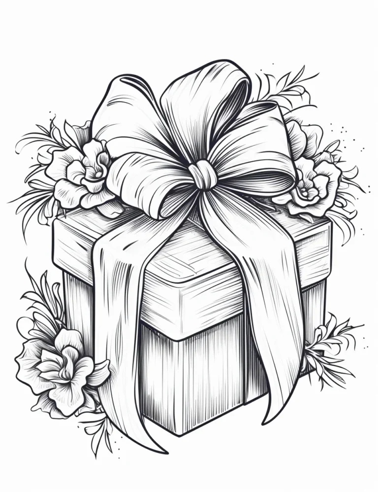 Free coloring page of gift box for instant download