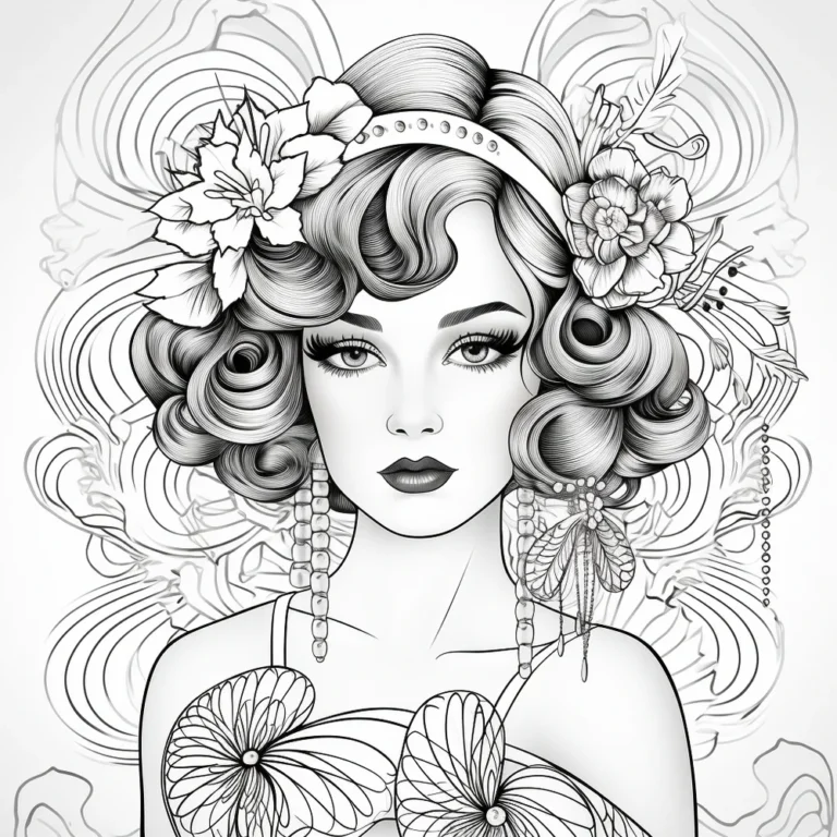 free coloring page of Gatsby beauties coloring sheets