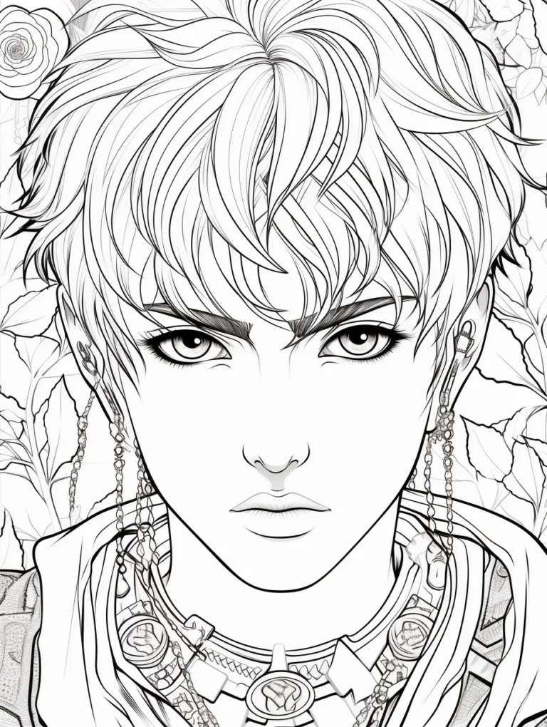 Free Coloring Page of Handsome Kpop Star Idol for Adults and Kids