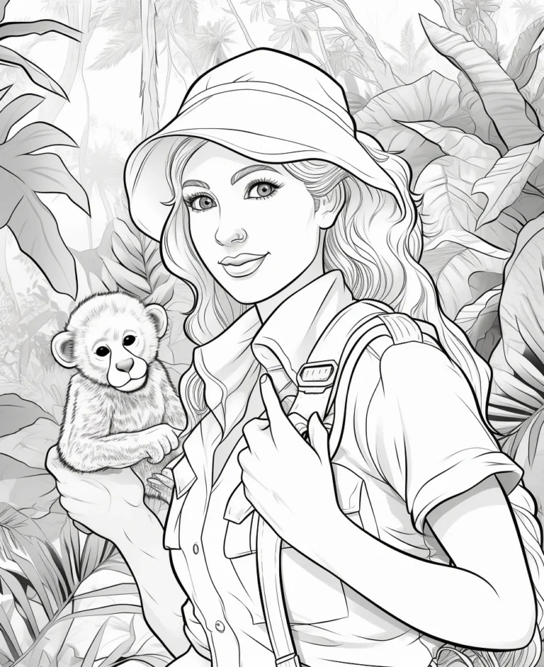 Free Coloring Page of Beautiful  Safafi Trip  Zoology for Adults and Kids