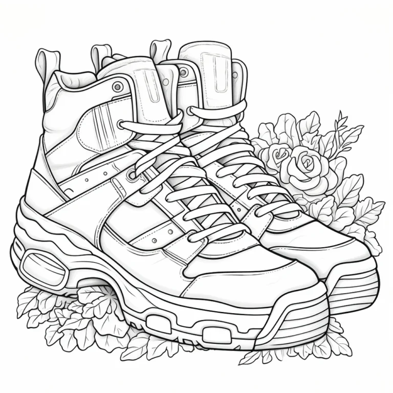 Free coloring page of blooming shoes for adults and kids