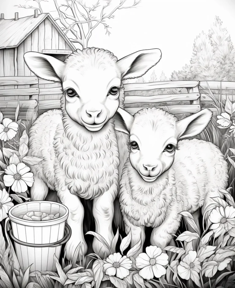 Free Coloring Page of Cute Lamb Sheep for adults and kids