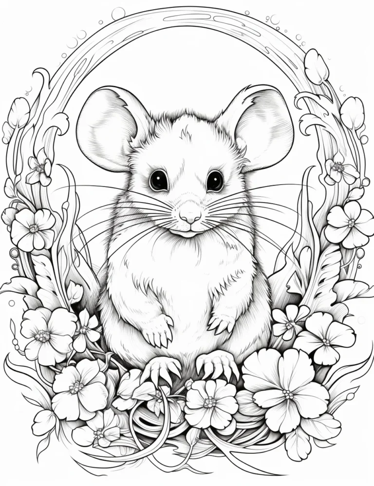 Free Coloring Page of Cute Mice for Adults and Kids