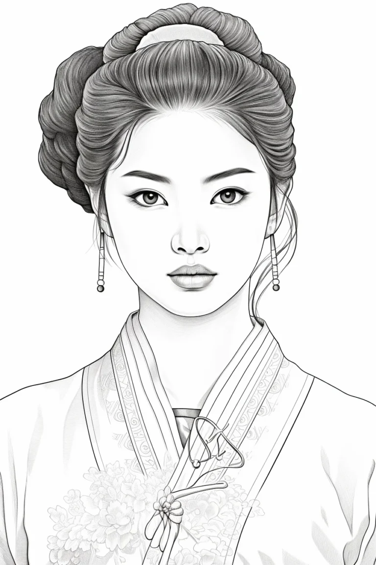 Free Coloring Page of Beautiful  China for Adults and Kids