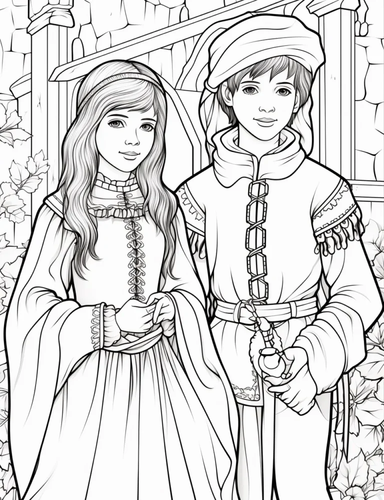 Free coloring page of renaissance people for instant download
