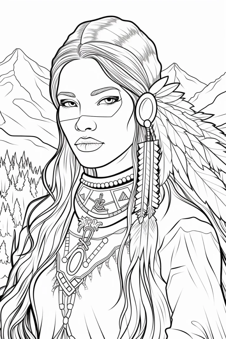 free coloring page of Northern America Indigenous people coloring sheets