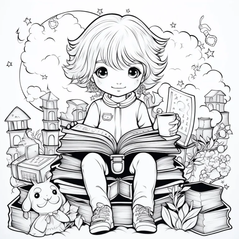 Free coloring page of book lovers bookstore coloring sheets for adults kids