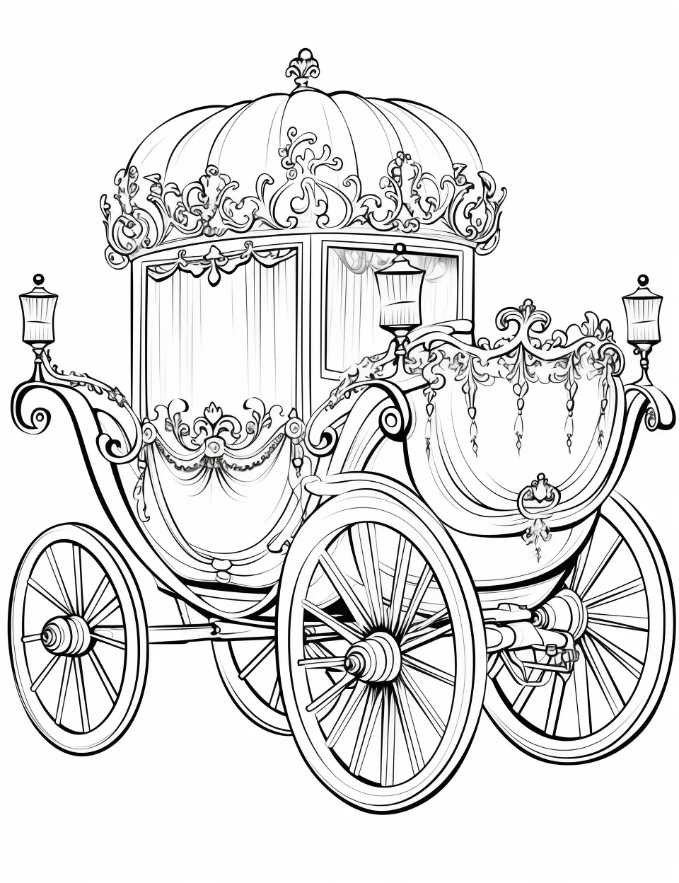 free coloring page of floral carriage coloring sheets – BUJO ART