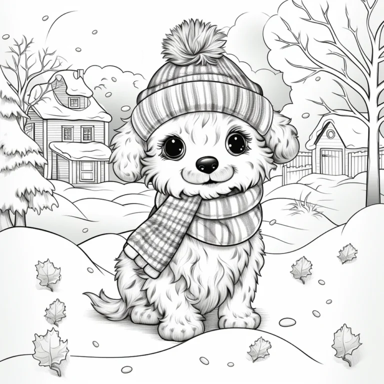 free coloring page of kids in winter activity coloring sheets