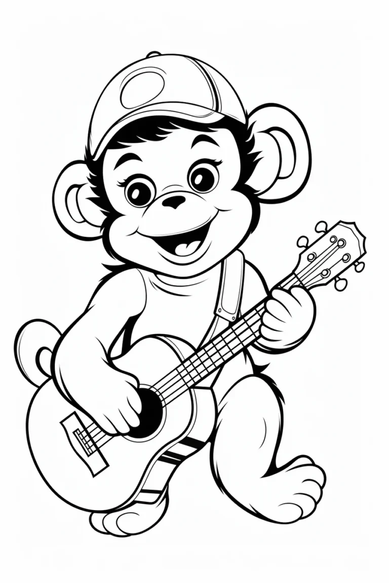 Free Coloring Page of Cute Monkeys for Adults and Kids