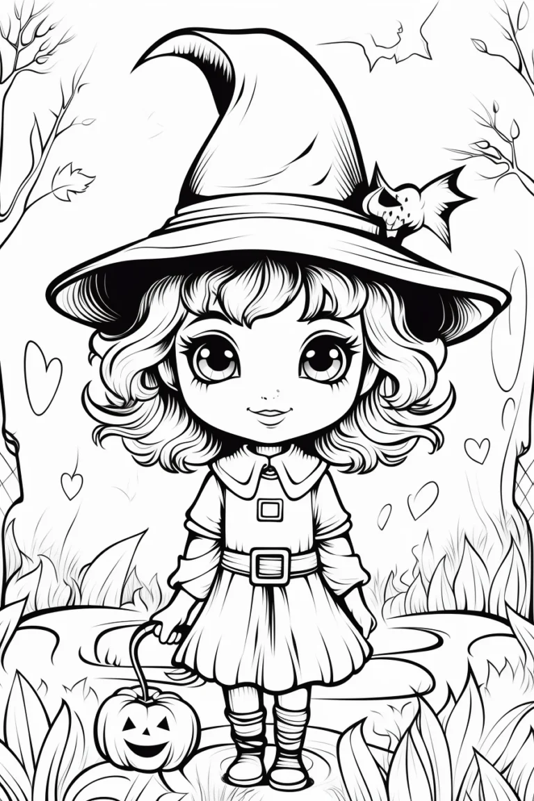 free coloring page of whimsy witches coloring sheets