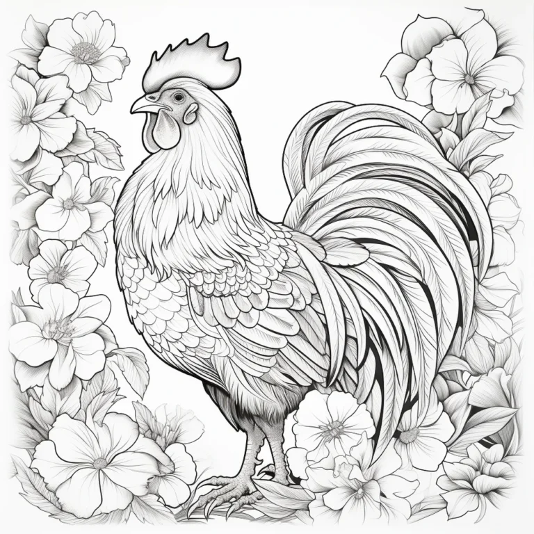 Free Coloring Page of Funky Chickens Roosters for Adults and Kids