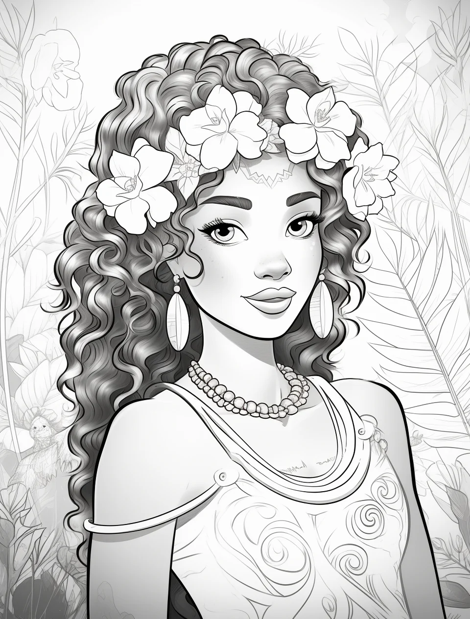 Free Download Colouring Page Disney Princess Moana