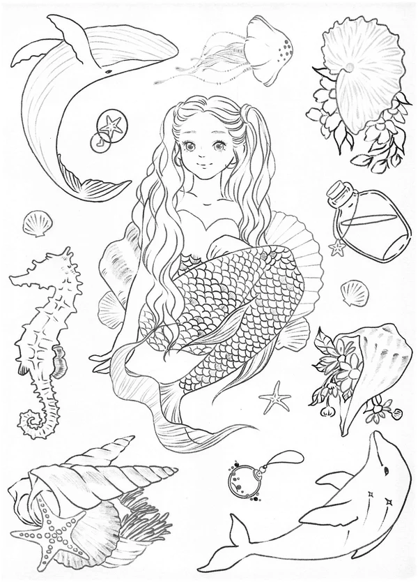 Dive into a world of enchantment with these mesmerizing Mermaid coloring pages