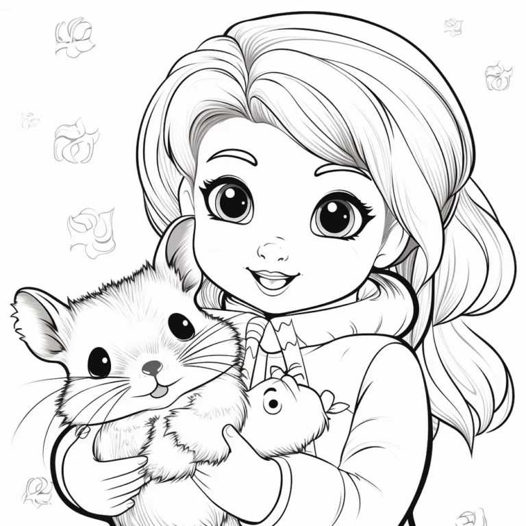 Free Download Colouring Page Cute Girls Baby Doll