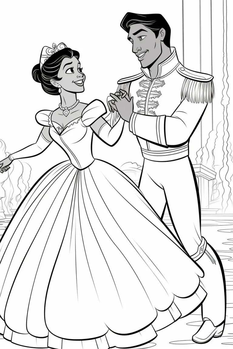 Free Download Colouring Page Disney Princess Tiana black princess