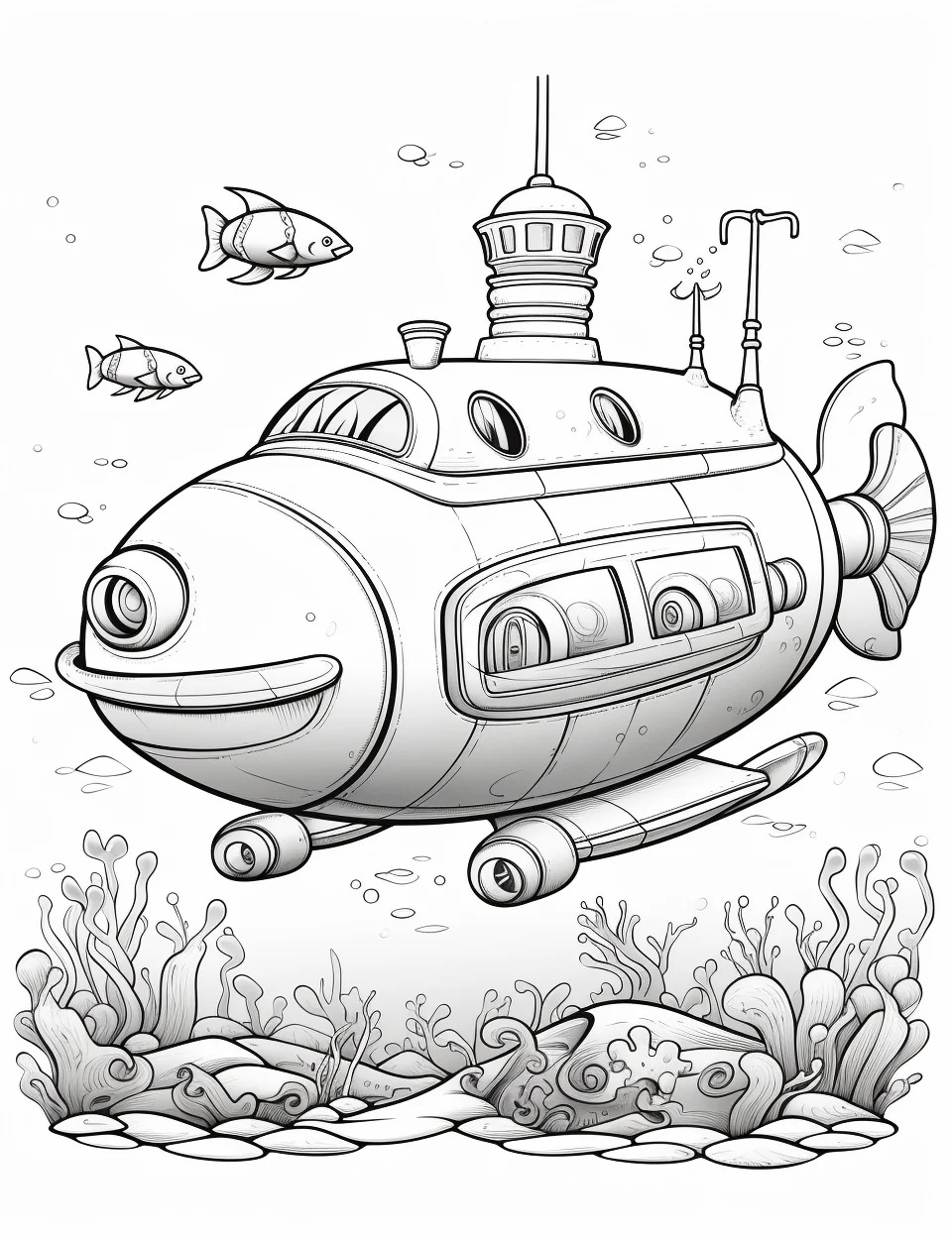 Free Download Colouring Page of deep ocean creatures