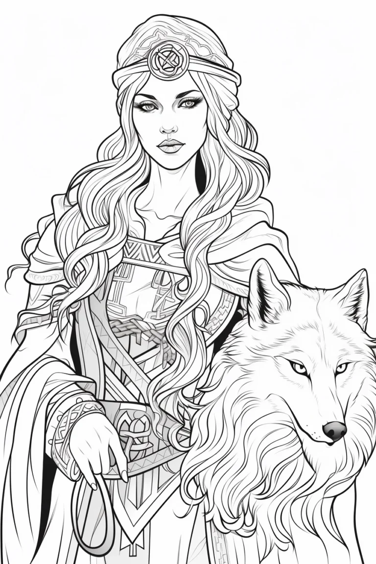 Free Download Colouring Page Coloring Book Female Wolf Warrior
