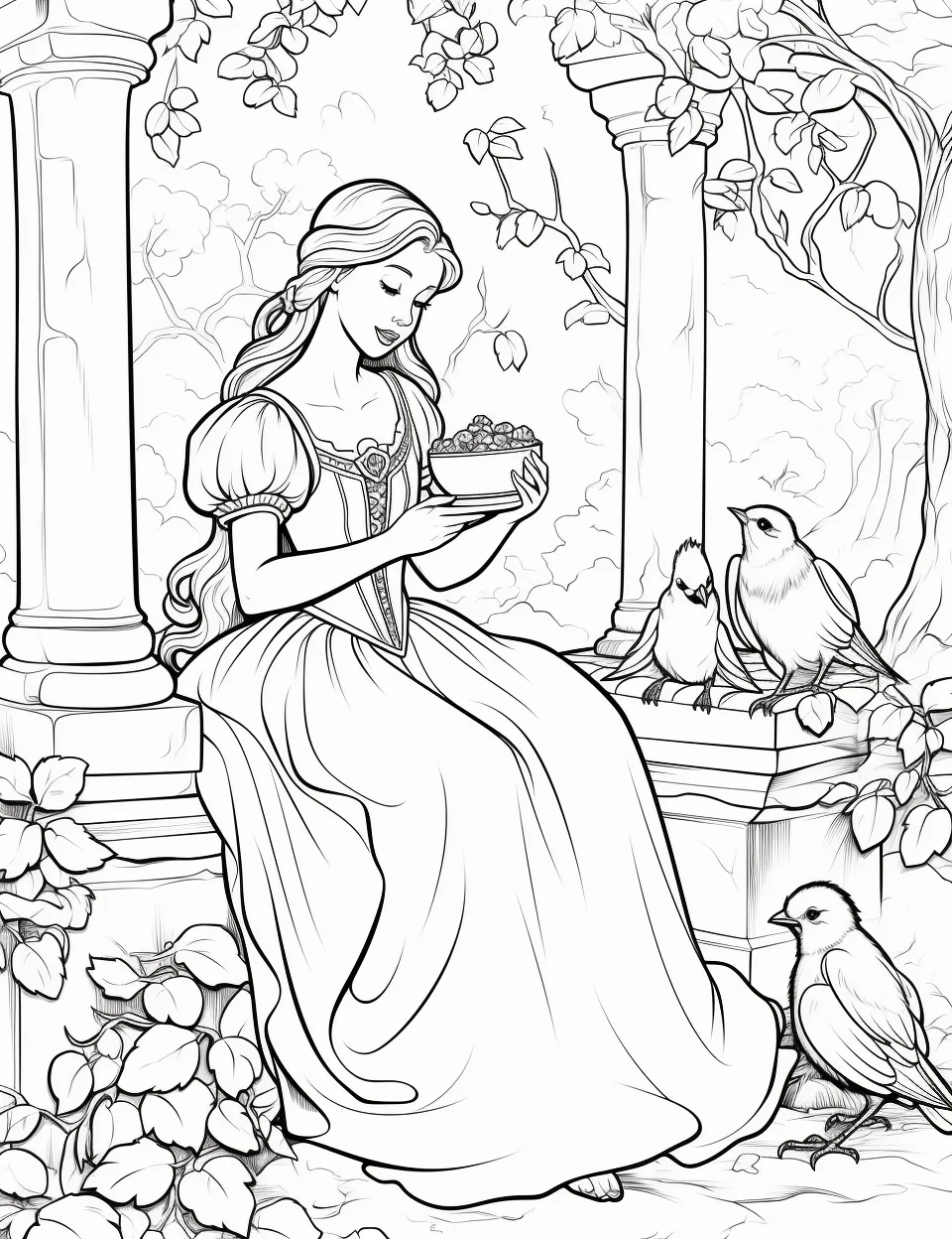 Free Download Colouring Page Snow White Princess