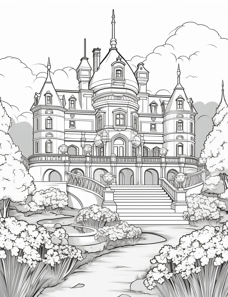 Free Coloring Page of Palace Coloring Book for Adults and Kids