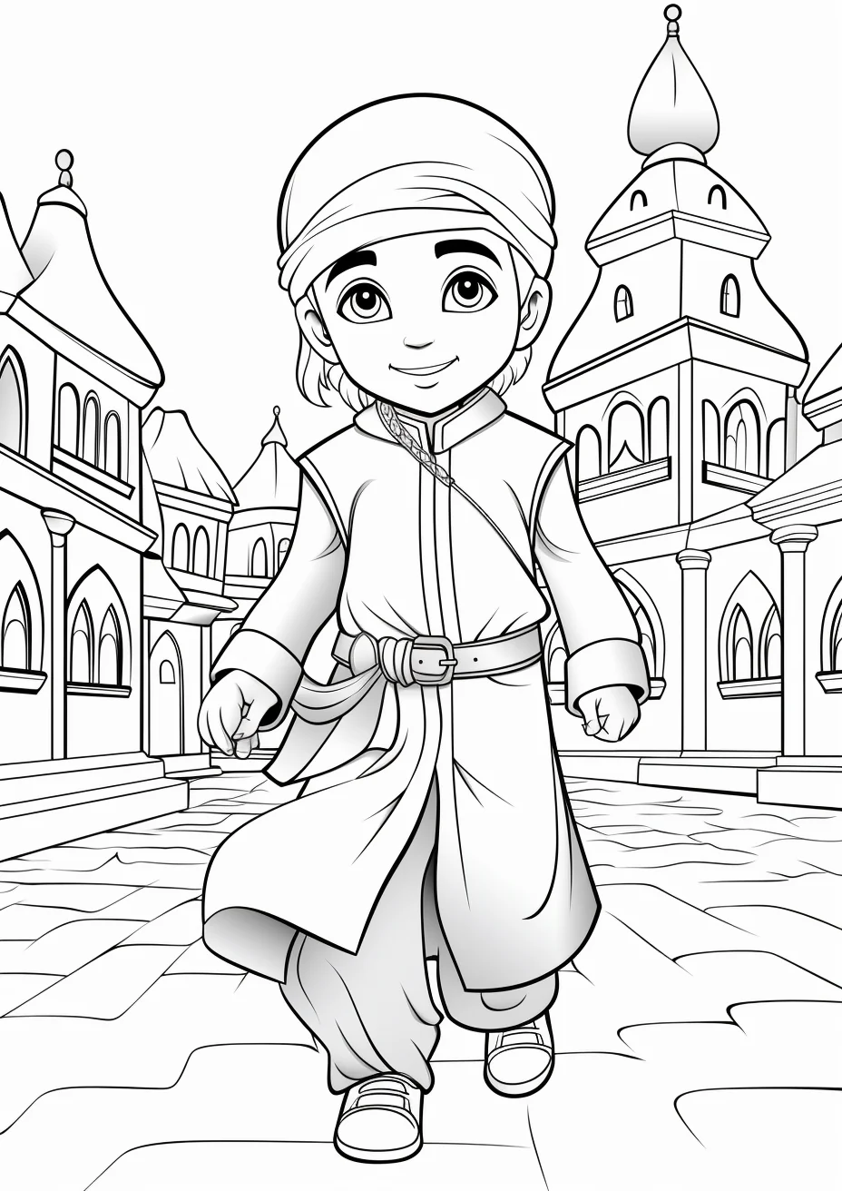 Free Download Colouring Page of Cute Hijabi