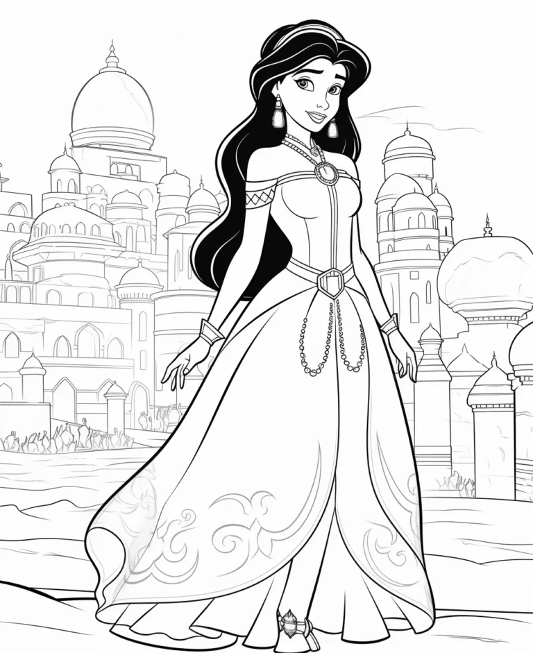 Free Download Colouring Page of Disney Princess Jasmine