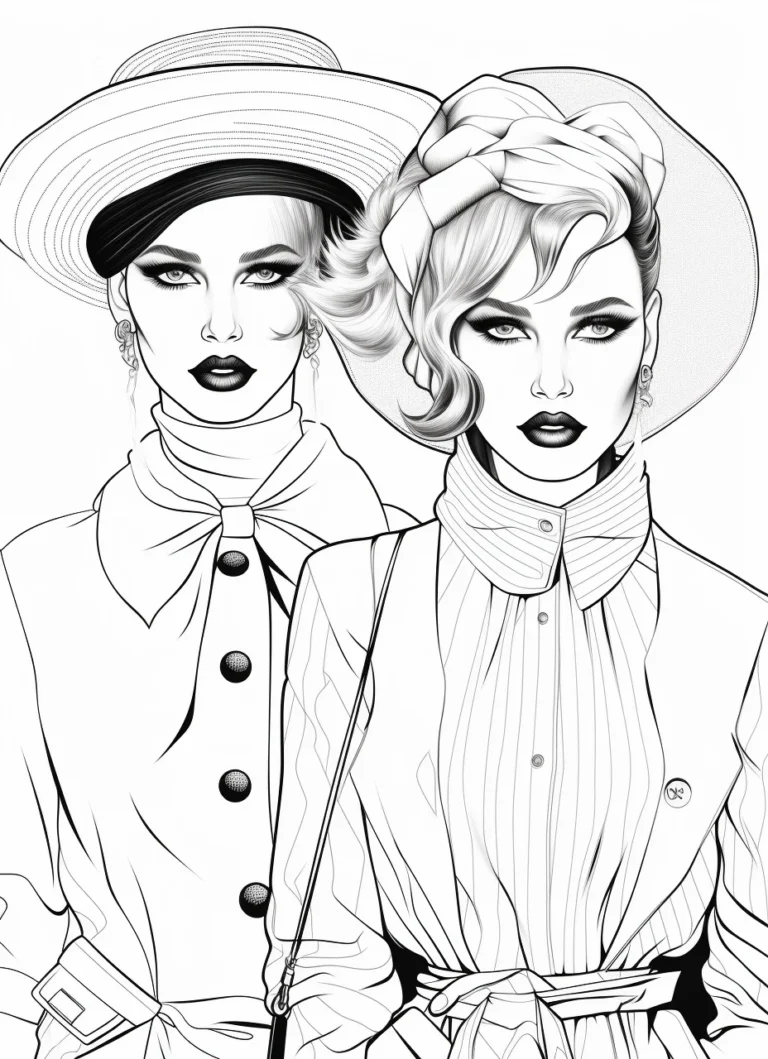 Free Download Colouring Page Vogue Fashion Illustration