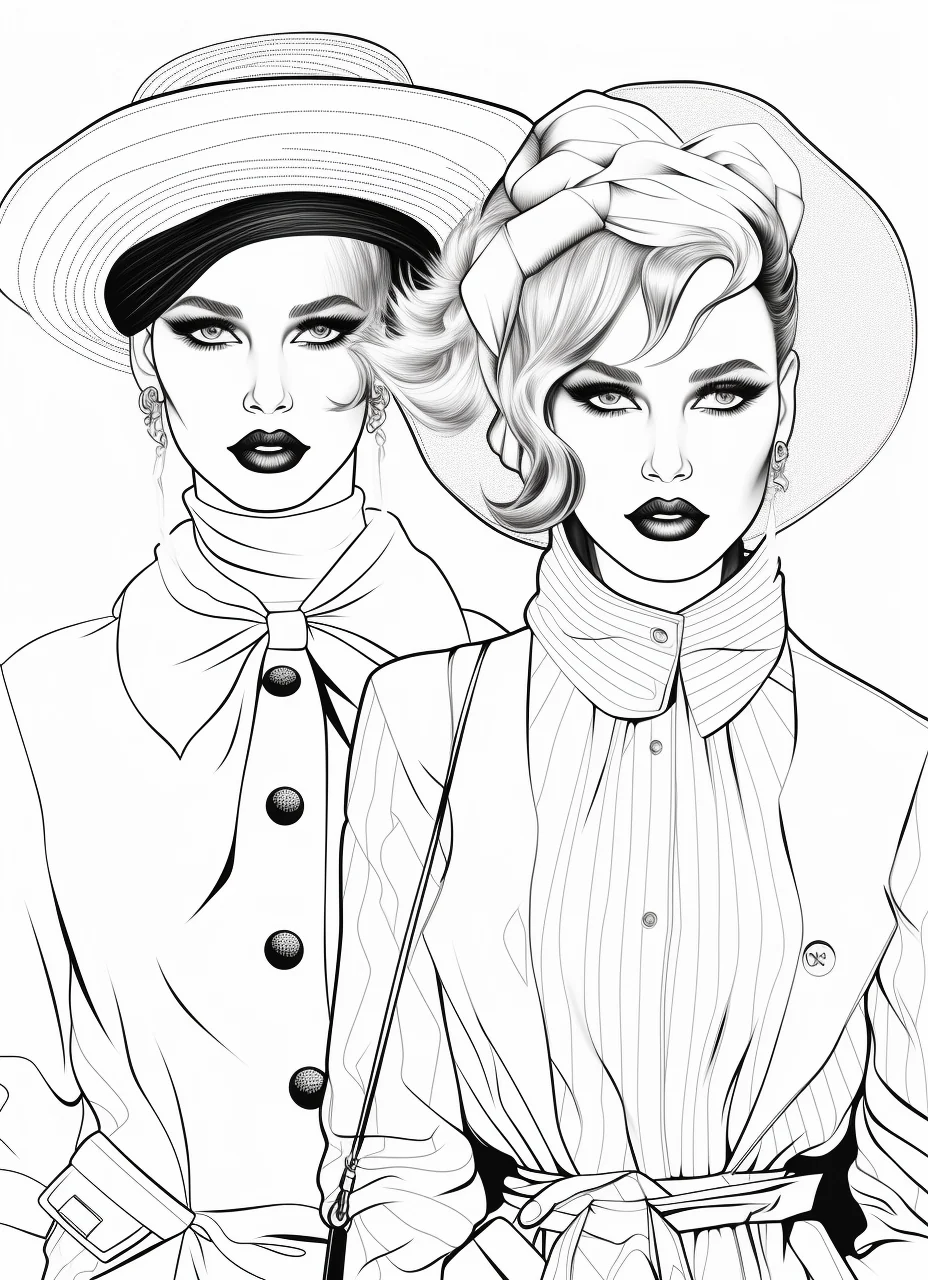 Free Download Colouring Page Vogue Fashion Illustration