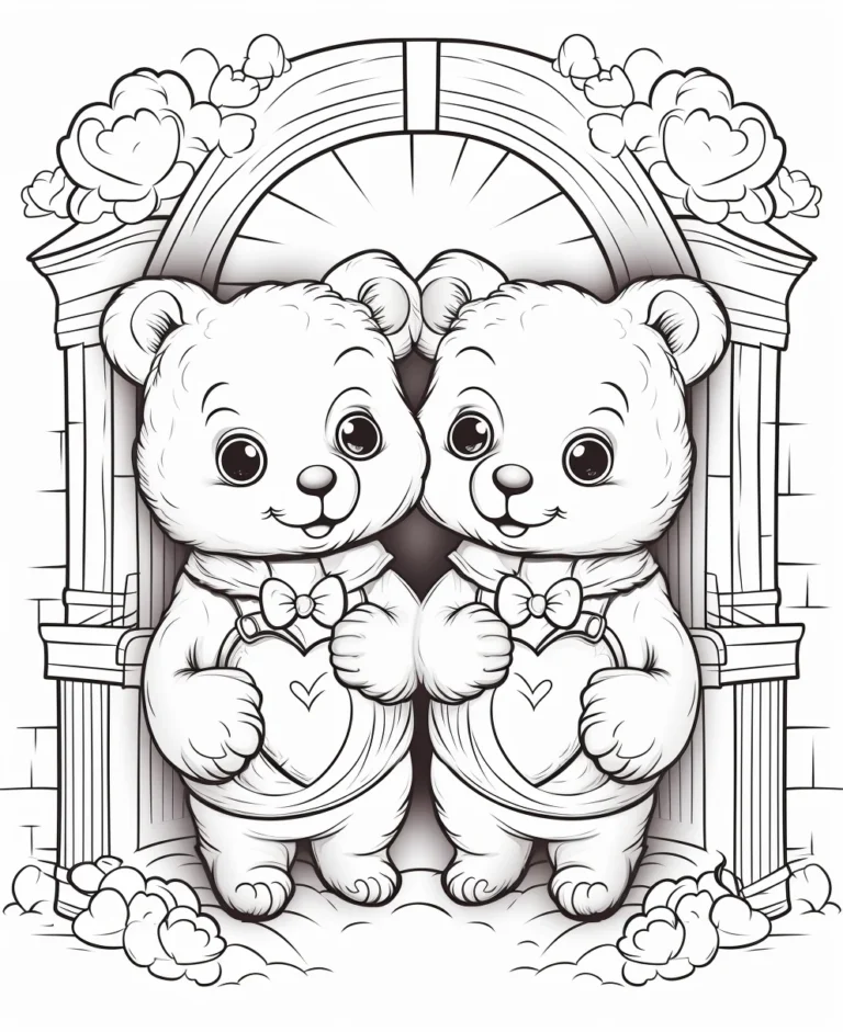 Free Download Colouring Page of Valentines’ Day lovers Gifits