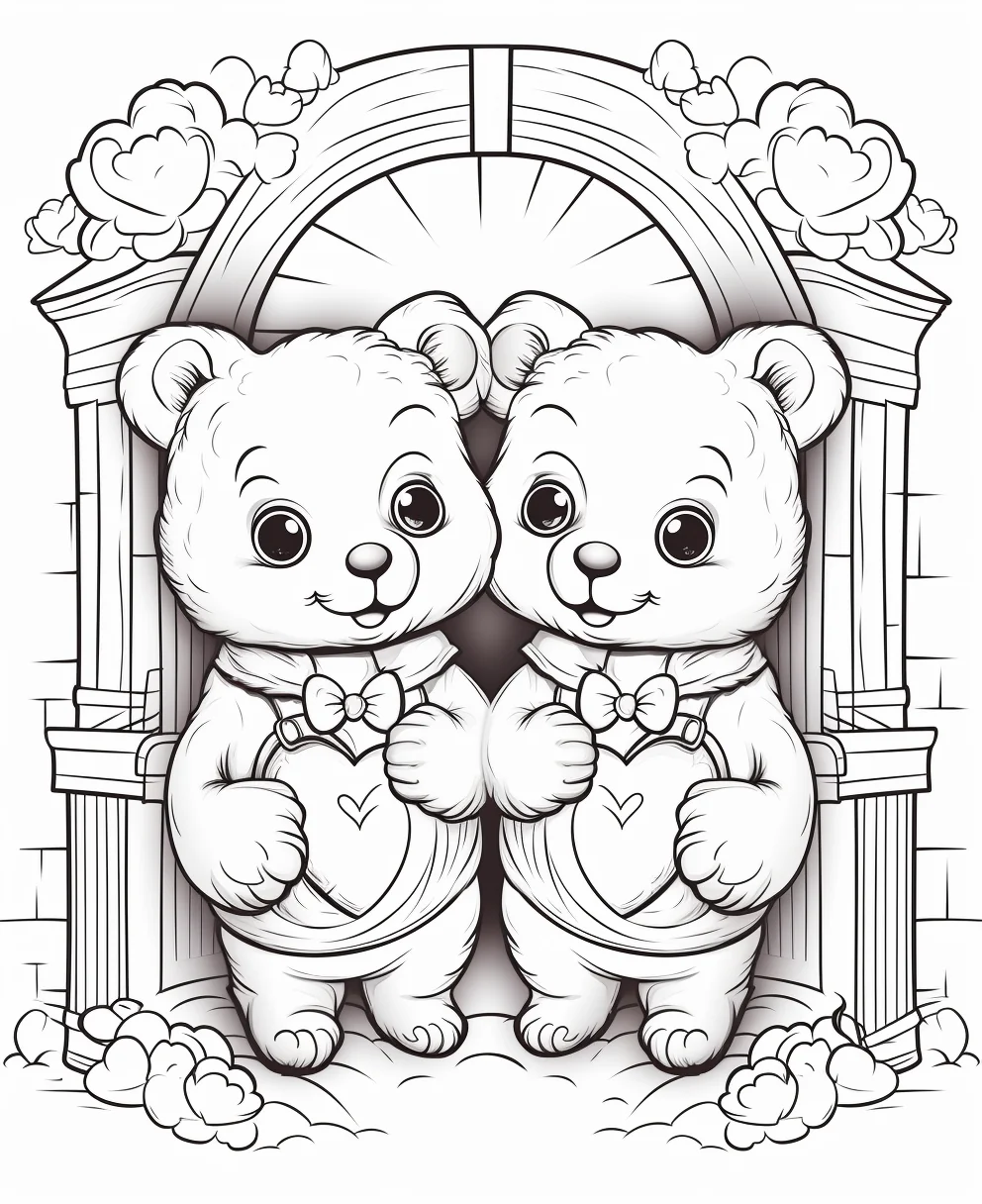 Free Download Colouring Page of Valentines’ Day lovers Gifits