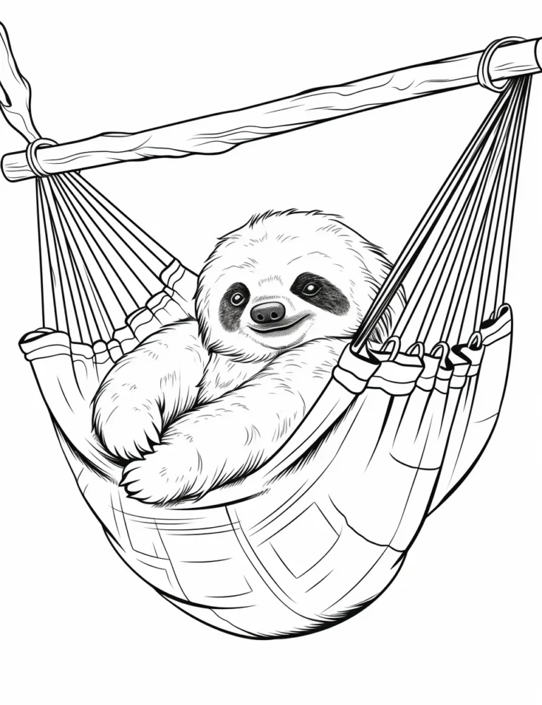 Free Printable Sloth coloring book for adults