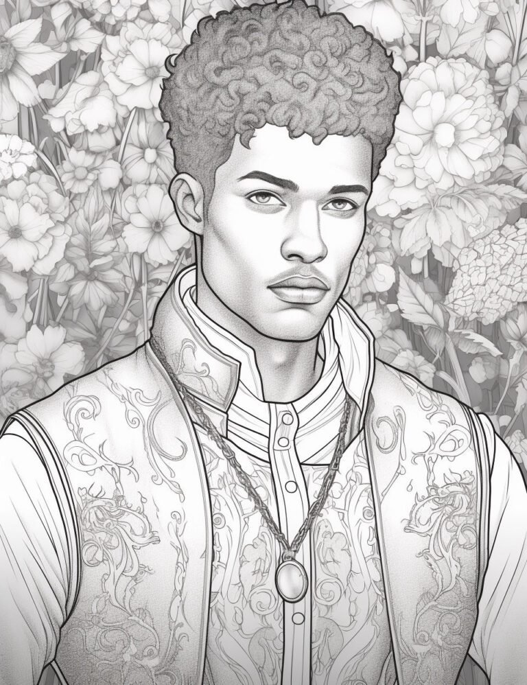 Free Download Colouring Page Coloring Book Afro Men portrait