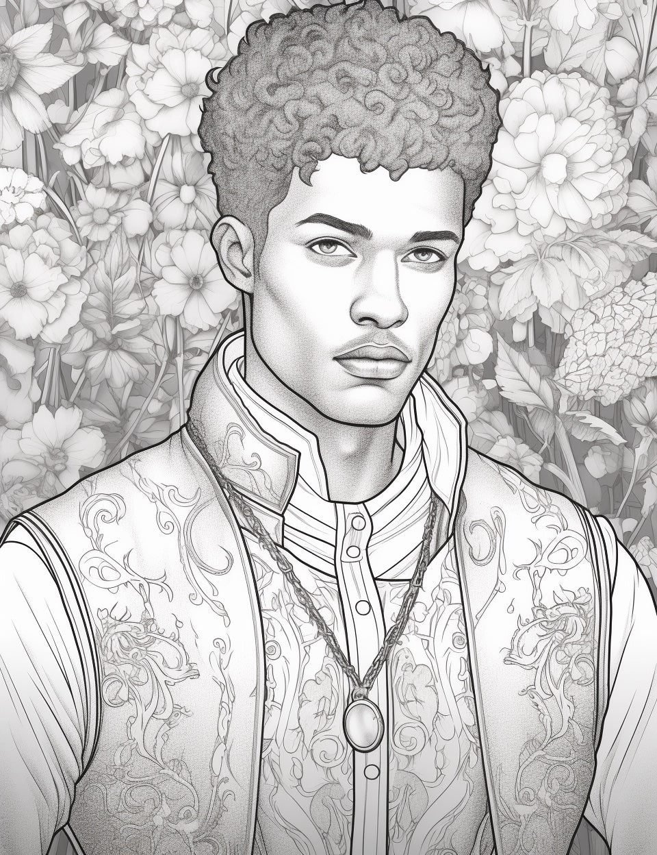 Free Download Colouring Page Coloring Book Afro Men portrait