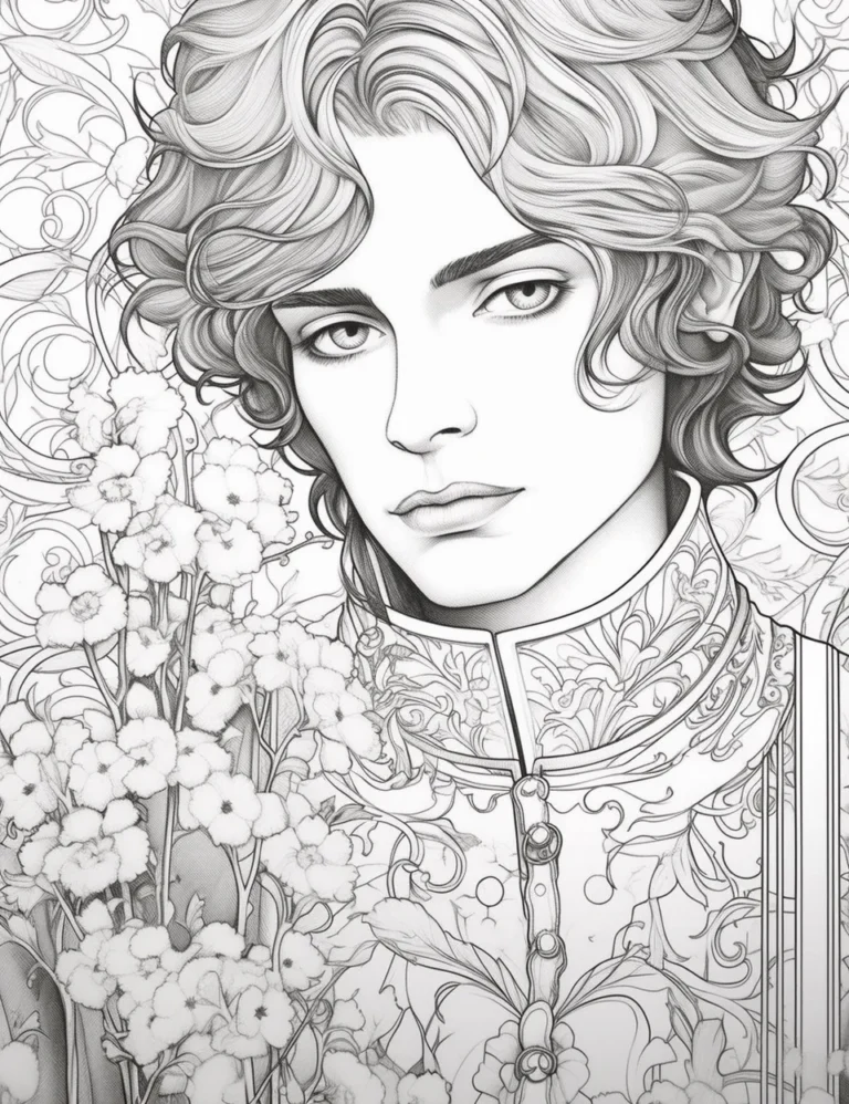 Free Download Colouring Page Coloring Book Handsome Guy portrait