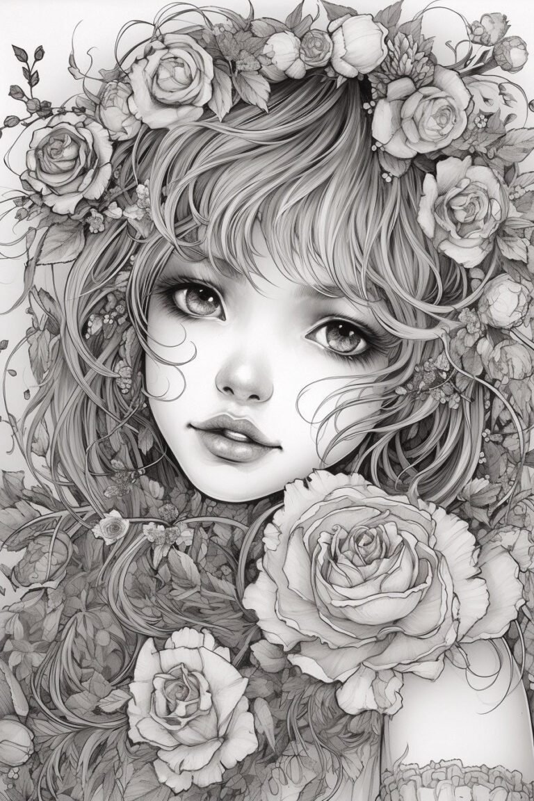 Free Download Colouring Page Coloring Book Beautiful Girl portraits camilla d’errico