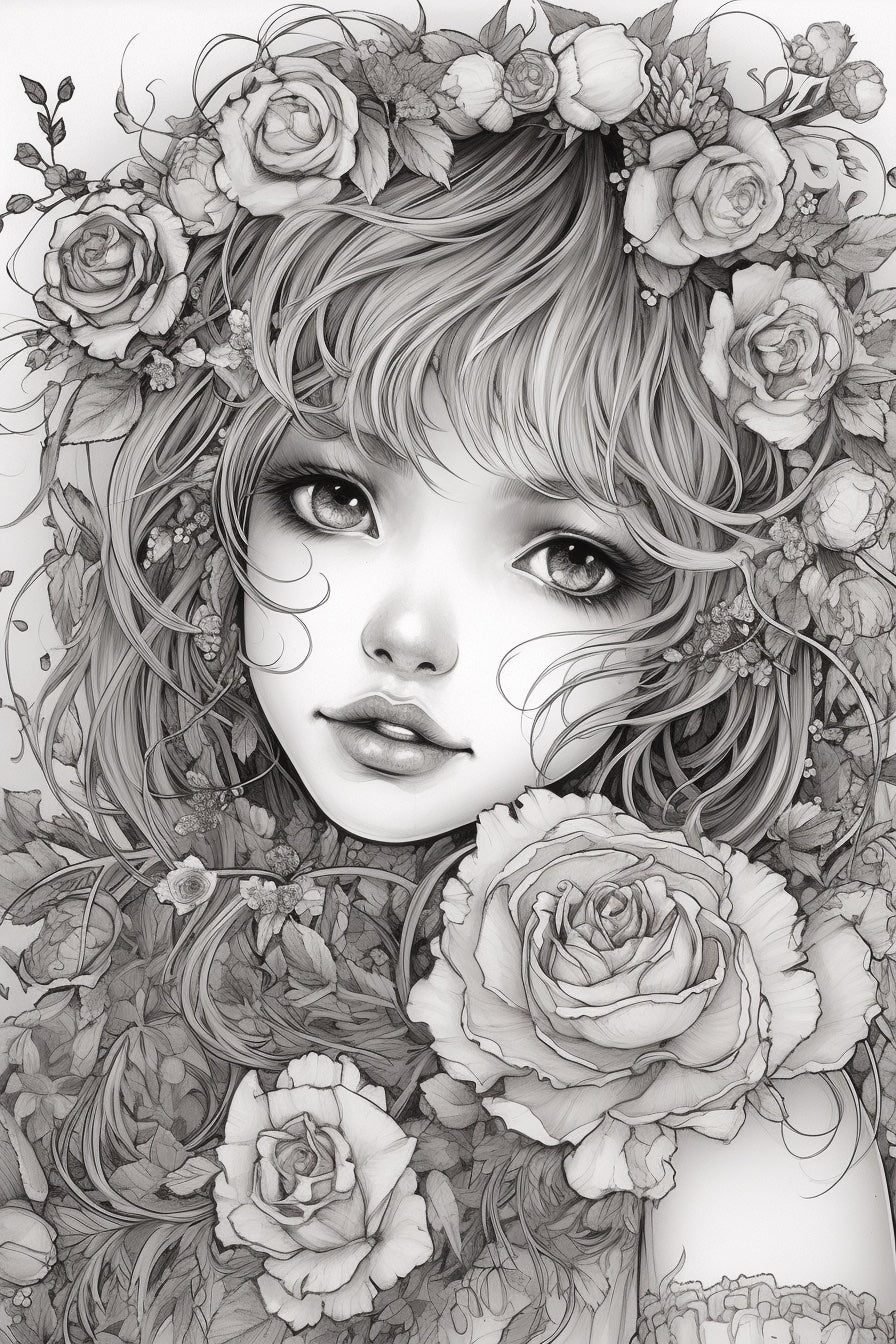 Free Download Colouring Page Coloring Book Beautiful Girl portraits camilla d’errico