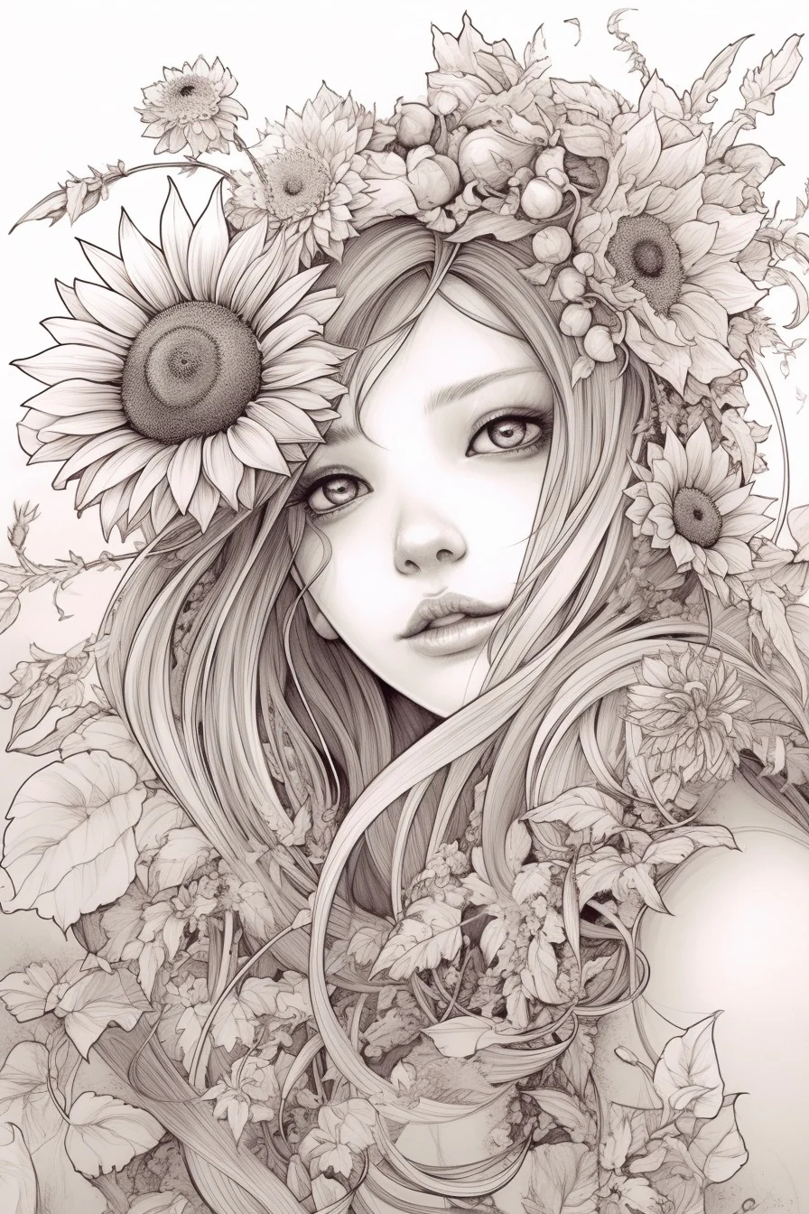 Free Download Colouring Page Greyscale Coloring Book Beautiful Women in Bloom