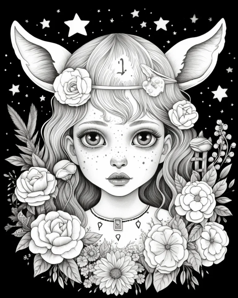Free Download Colouring Page of big eye doll baby girl