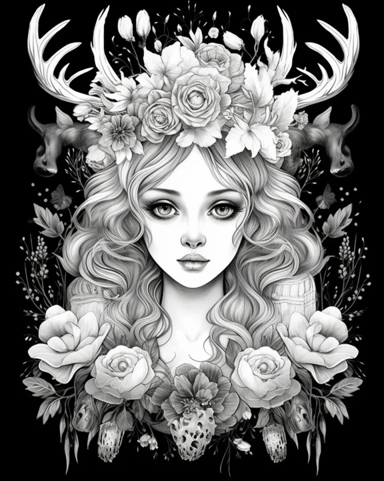 Free Download Colouring Page Coloring Book Sacred Animals Deer Fairy