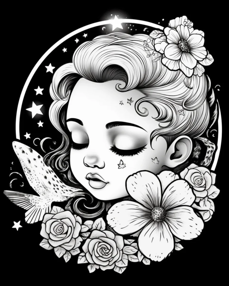 Free Download Colouring Page of cute doll heads