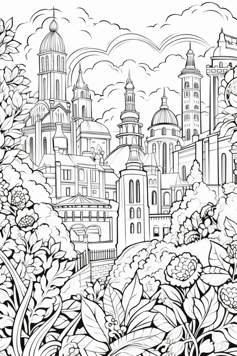 Fantastic Cities Coloring Pages