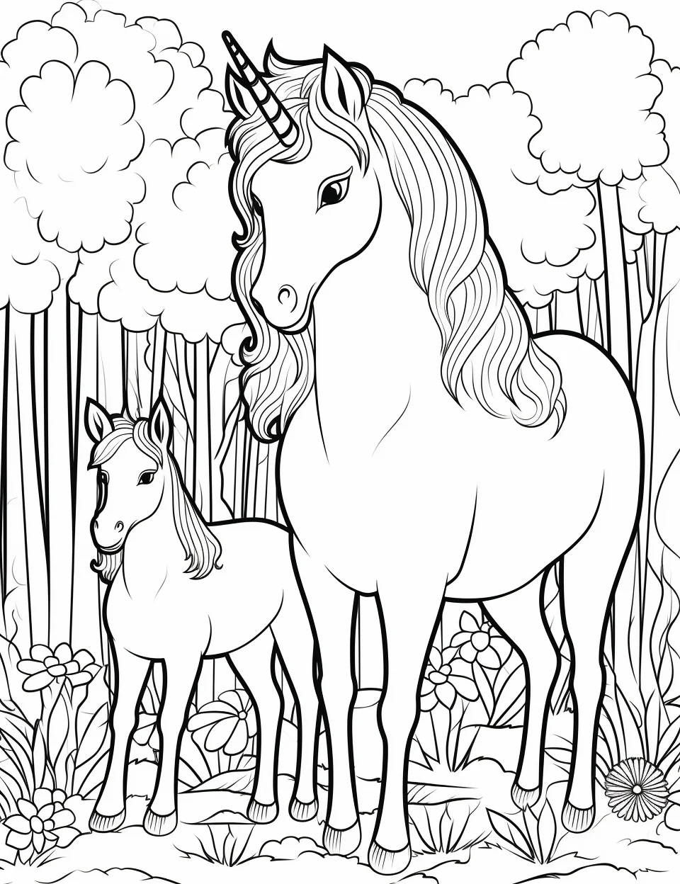 Free Download Colouring Page Unicorns