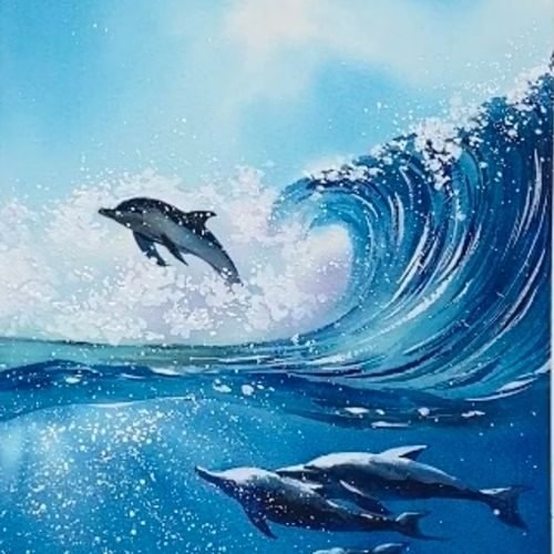 step by step painting group dolphins by watercolor