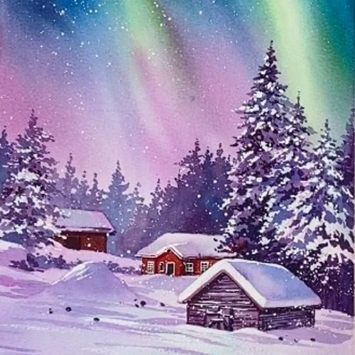 step by step painting beautiful aurora paint by watercolor