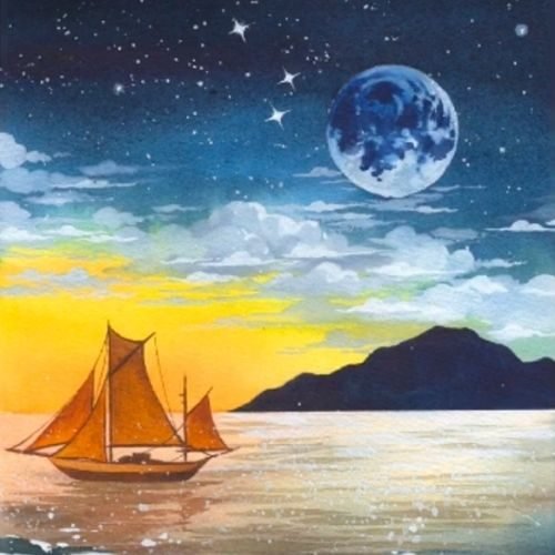 step by step painting sailing at night paint by watercolor
